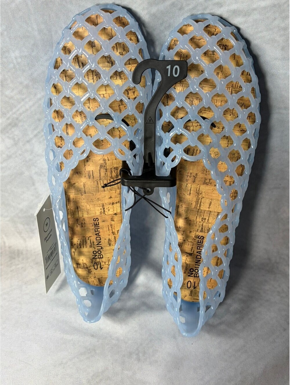 No Boundaries Women’s Caged Jelly Ballet Flats Blue Size 10 Cork Look New